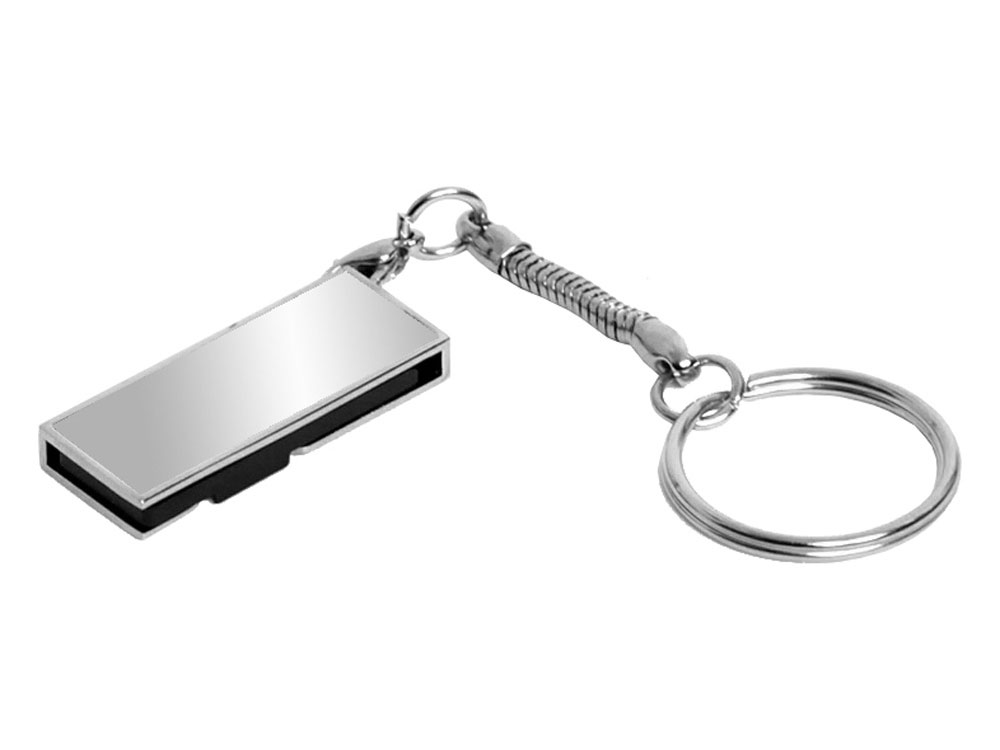 USB 2.0- флешка на 8 Гб с поворотным механизмом и зеркальным покрытием (серебристый) 8Gb (Изображение 1)