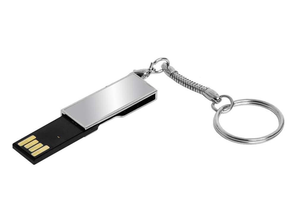 USB 2.0- флешка на 32 Гб с поворотным механизмом и зеркальным покрытием (серебристый) 32Gb (Изображение 2)