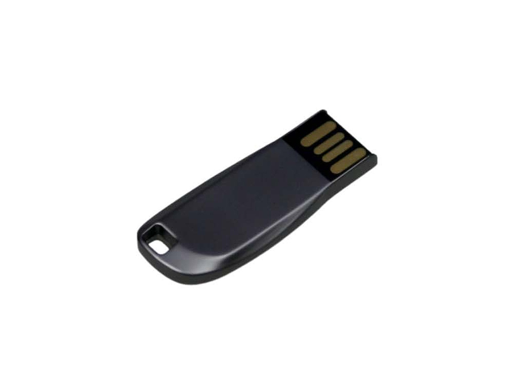 USB 2.0- флешка на 32 Гб компактная с мини чипом и овальным отверстием (антрацит) 32Gb (Изображение 3)