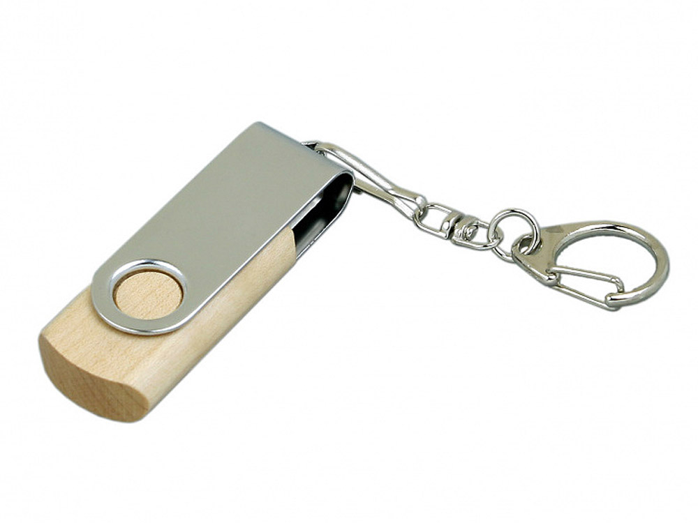 USB 2.0- флешка промо на 64 Гб с поворотным механизмом (серебристый/натуральный) 64Gb