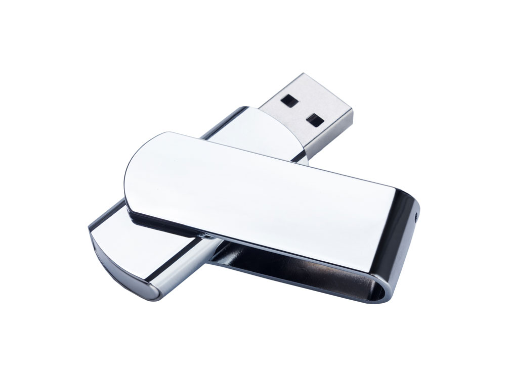 USB 3.0- флешка на 64 Гб глянцевая поворотная (серебристый) 64Gb (Изображение 1)