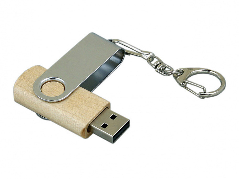 USB 3.0- флешка промо на 64 Гб с поворотным механизмом (серебристый/натуральный) 64Gb (Изображение 3)