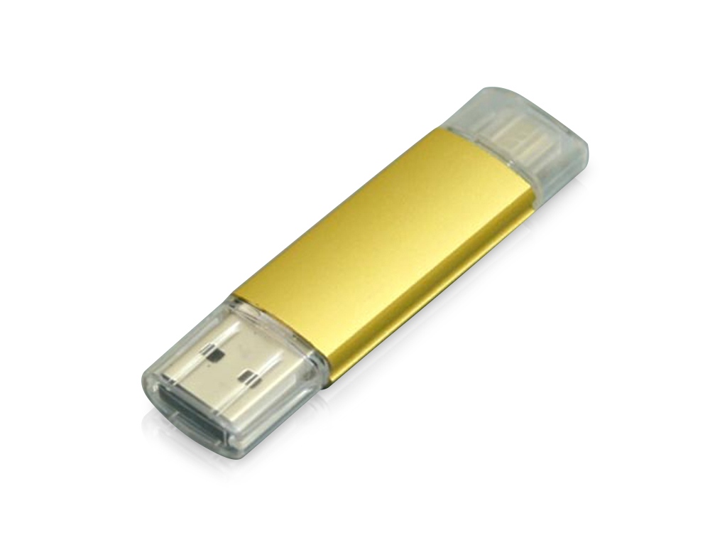 USB 2.0/micro USB- флешка на 16 Гб (золотистый) 16Gb (Изображение 1)