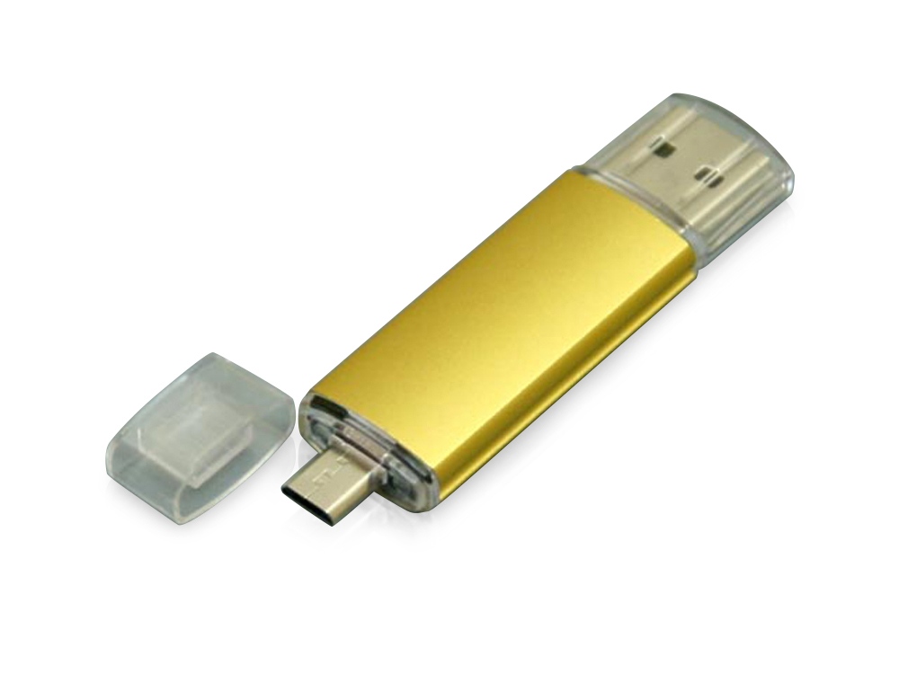 USB 2.0/micro USB- флешка на 16 Гб (золотистый) 16Gb (Изображение 2)