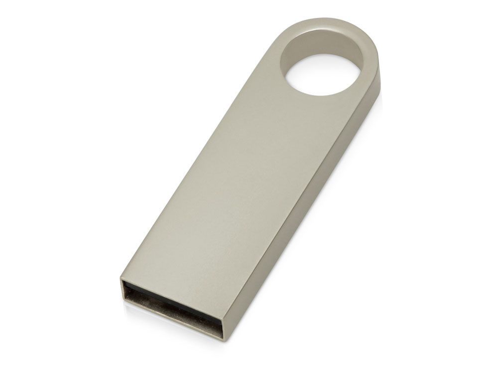 USB 2.0- флешка на 16 Гб с мини чипом, компактный дизайн с круглым отверстием (серебристый) 16Gb