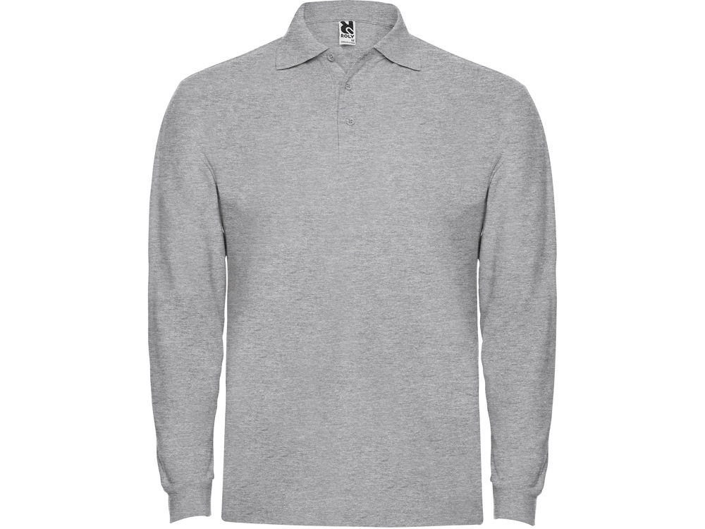 Рубашка поло Estrella мужская с длинным рукавом (серый меланж) L (Изображение 1)