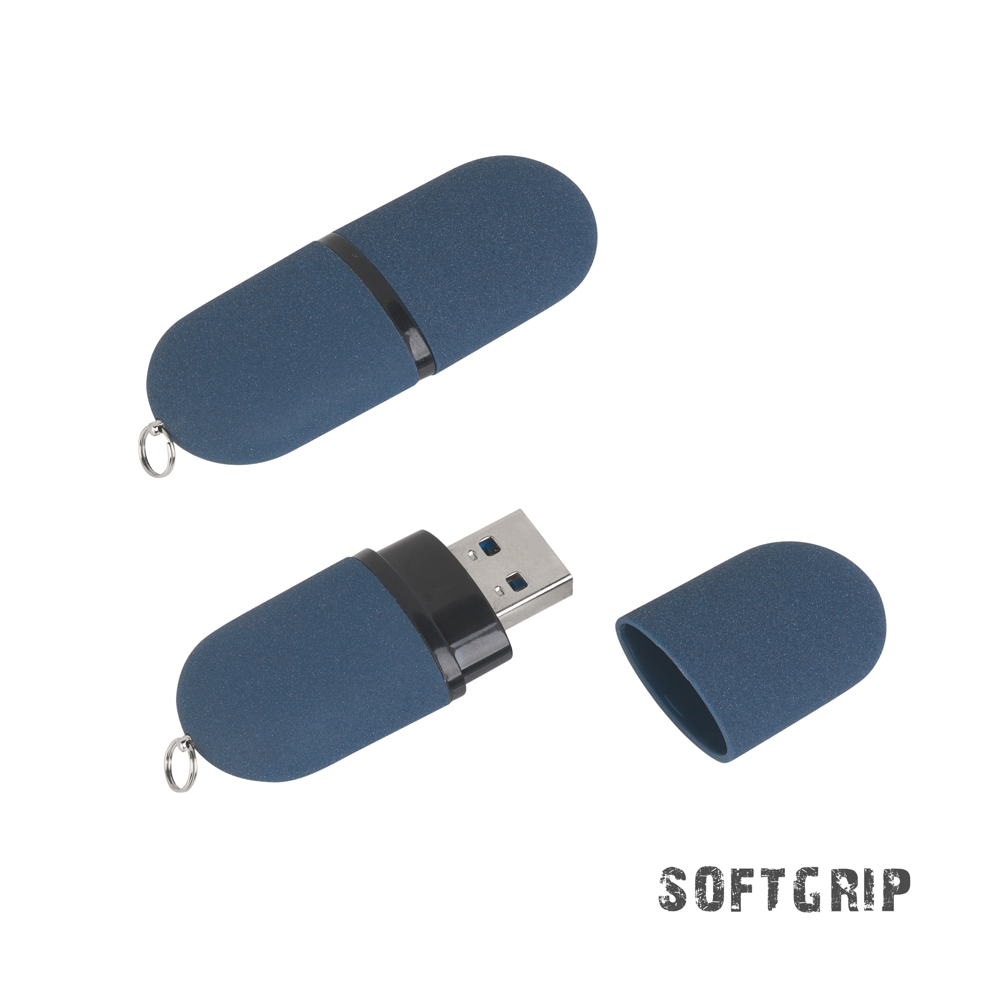 Флеш-карта "Камень" в футляре, объем памяти 32GB, покрытие soft grip  (темно-синий) (Изображение 1)