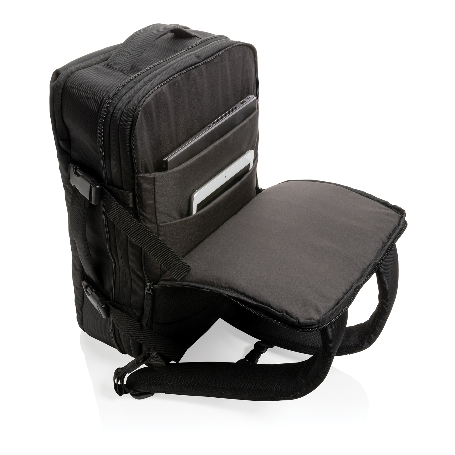 Рюкзак для путешествий Swiss Peak из rPET AWARE™ с регулируемым объемом, 15.6" (Изображение 2)
