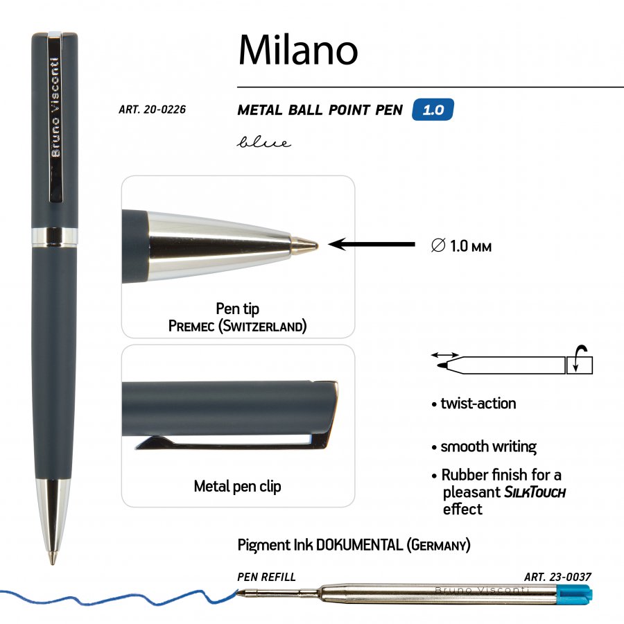 Ручка шариковая автоматическая MILANO, синий (Изображение 2)