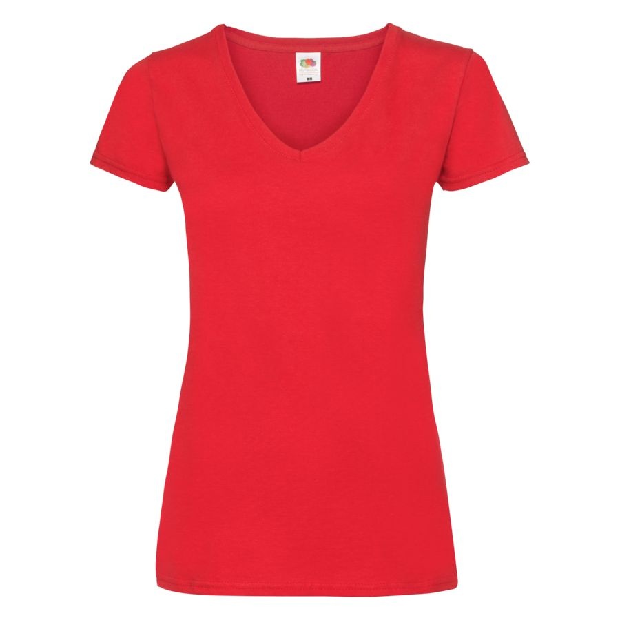 Футболка "Lady-Fit V-Neck T", красный_M, 95% х/б, 5% эластан, 210 г/м2