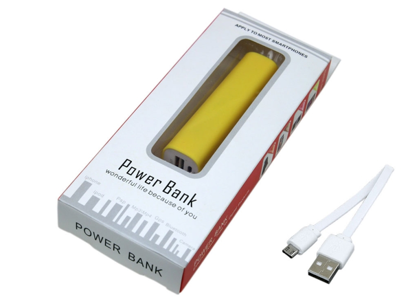 Внешний аккумулятор Digi прямоугольной формы, 2200 mAh (желтый) 2200 mAh (Изображение 3)