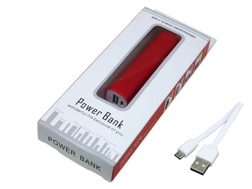 Внешний аккумулятор Digi прямоугольной формы, 2200 mAh (красный) 2200 mAh (Изображение 3)
