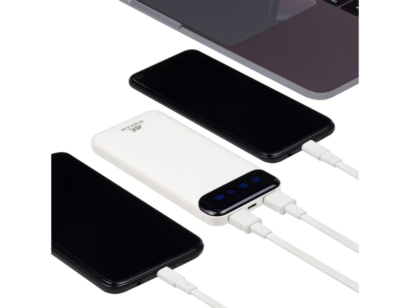 RIVACASE VA2240 (10000mAh) с дисплеем, белый, внешний аккумулятор 12/48 (Изображение 13)