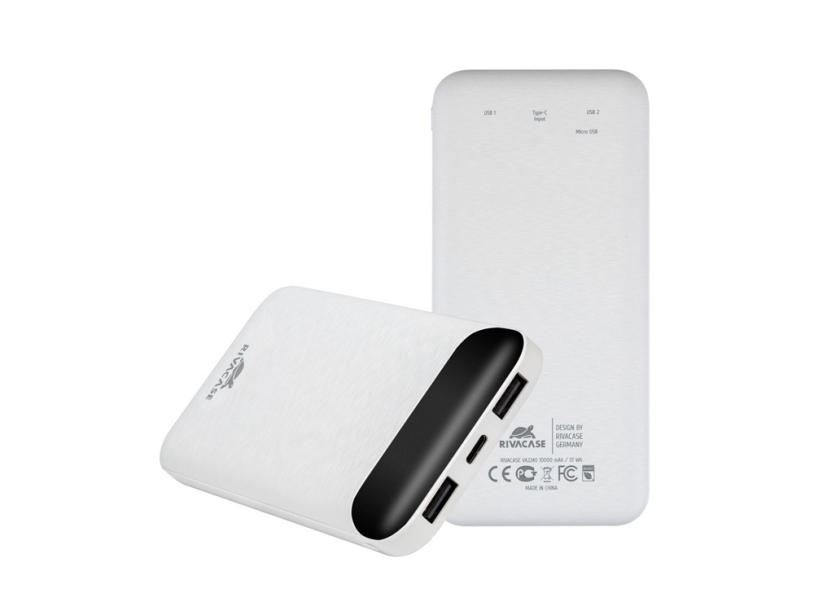 RIVACASE VA2240 (10000mAh) с дисплеем, белый, внешний аккумулятор 12/48 (Изображение 19)