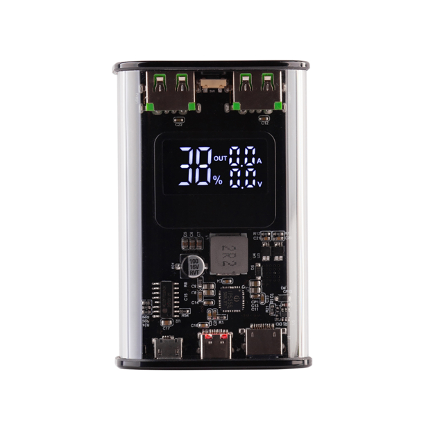 Зарядное (22.5W) устройство "Inside" 9000 mAh с прозрачным корпусом и цифровым индикатором заряда/напряжения/силы тока (черный) (Изображение 1)