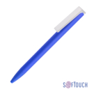 Ручка шариковая &quot;Clive&quot;, синий, покрытие soft touch (синий с серебристым)