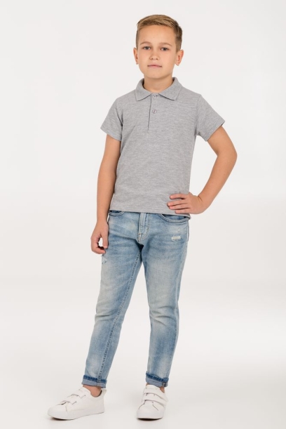 Рубашка поло детская Virma Kids серый меланж, 8 лет (Изображение 5)