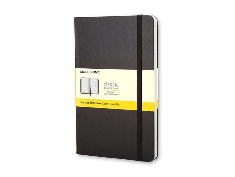 Записная книжка Moleskine Classic (в клетку) в твердой обложке, Large (13х21см), черный (Изображение 1)