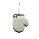 Ёлочная игрушка Варежка (белый с золотым)