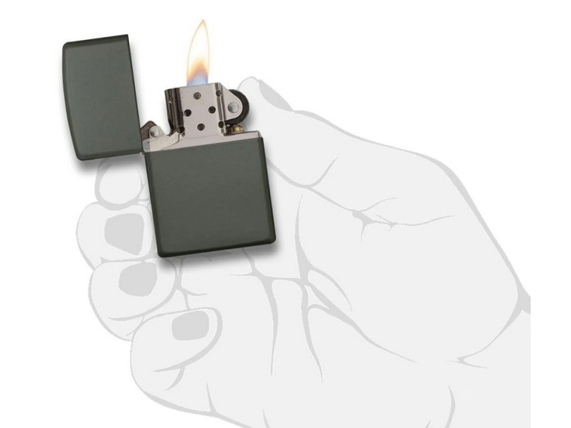 Зажигалка ZIPPO Classic с покрытием Green Matte (зеленый)  (Изображение 5)