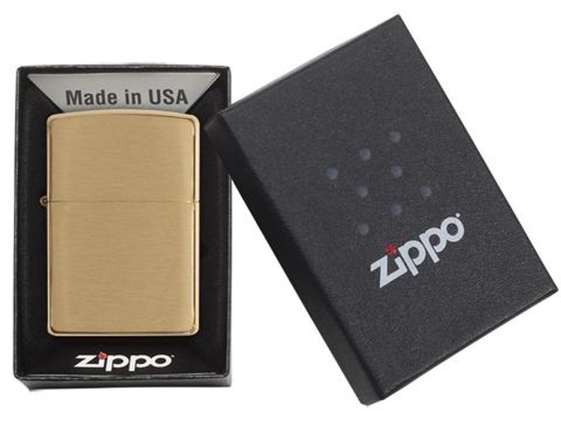 Зажигалка ZIPPO с покрытием Brushed Brass, латунь/сталь, золотистая, матовая, 38x13x57 мм (Изображение 4)