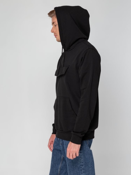 Худи унисекс с карманом на груди Chest Pocket, черное, размер XS/S (Изображение 12)