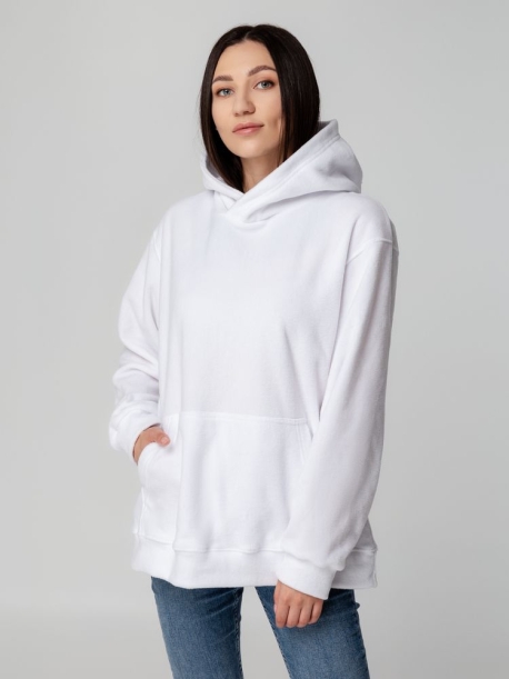 Худи флисовое унисекс Manakin, белое, размер XS/S (Изображение 5)