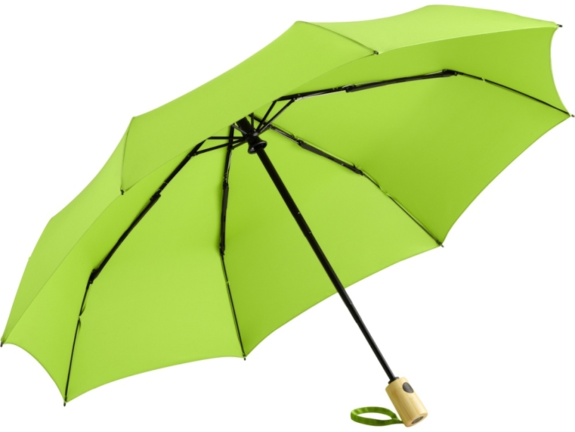 Зонт складной из бамбука ÖkoBrella полуавтомат (лайм)  (Изображение 2)