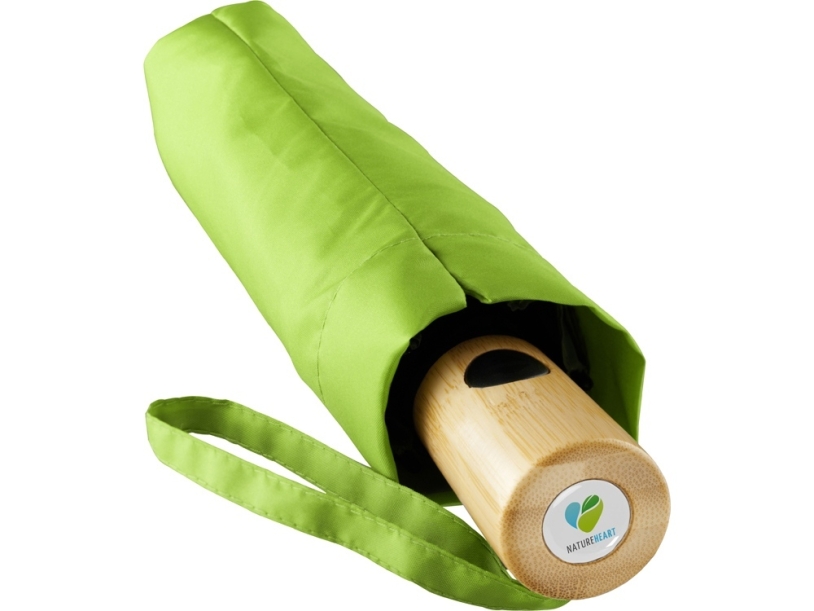 Зонт складной из бамбука ÖkoBrella полуавтомат (лайм)  (Изображение 7)