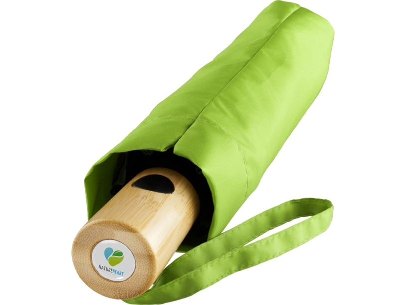 Зонт складной из бамбука ÖkoBrella полуавтомат (лайм)  (Изображение 9)