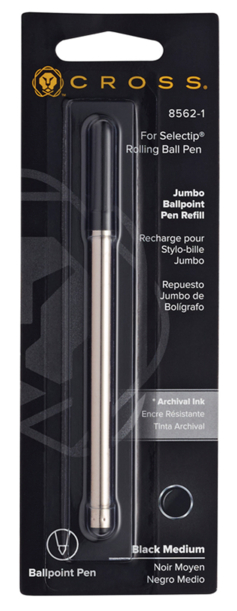 Стержень Cross шариковый "Jumbo" для роллера Selectip, средний, черный; блистер (Изображение 1)