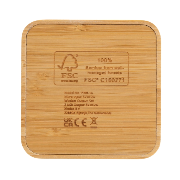 Док-станция Bamboo FSC® для беспроводной зарядки, 5 Вт (Изображение 4)