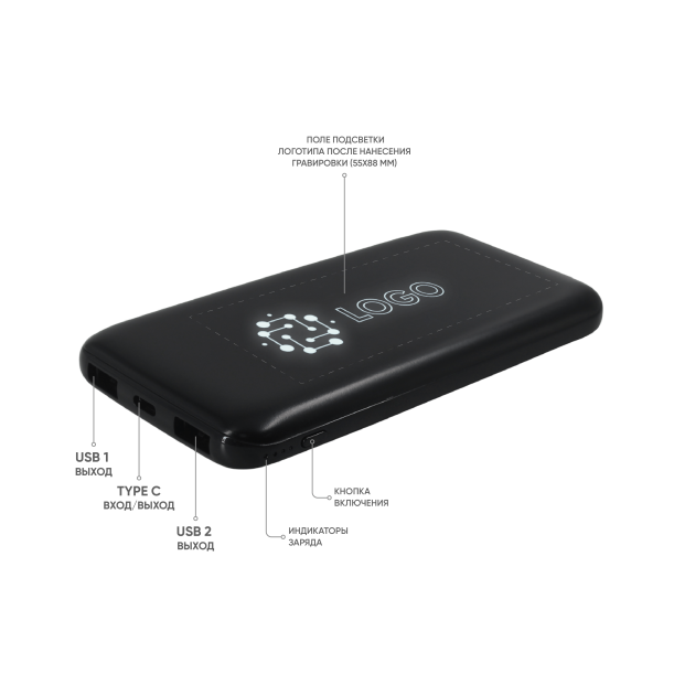 Внешний аккумулятор с подсветкой Bplanner Power 4 ST, 8000 mAh (Белый) (Изображение 3)