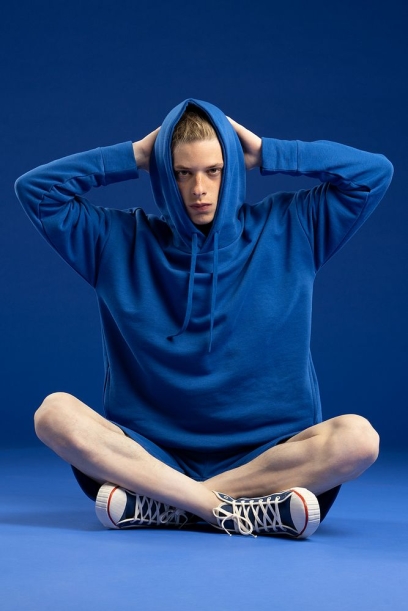 Худи унисекс H2, синее, размер XL/XXL (Изображение 2)
