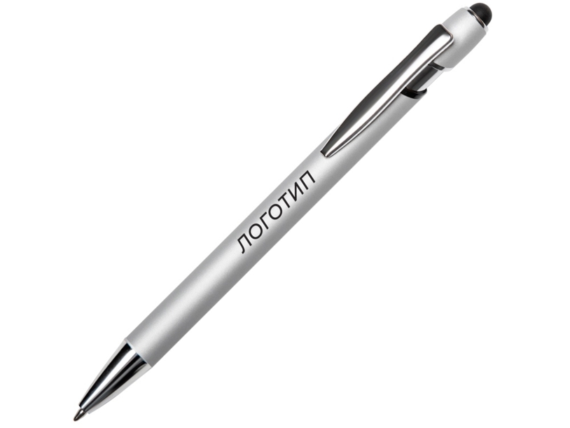 Ручка-стилус металлическая шариковая Sway  Monochrome с цветным зеркальным слоем, серебристый с черным (Изображение 1)