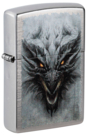 Зажигалка ZIPPO Dragon Design с покрытием Linen Weave, латунь/сталь, серебристая, 38x13x57 мм