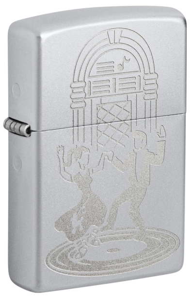 Зажигалка ZIPPO Vintage Dance с покрытием Satin Chrome, латунь/сталь, серебристая, 38x13x57 мм (Изображение 1)