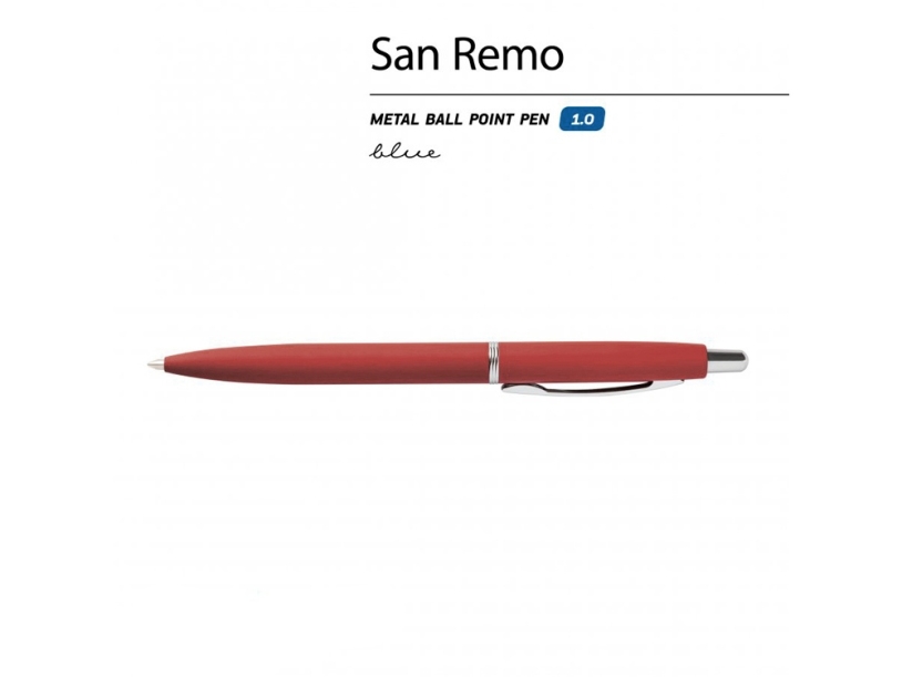 Ручка металлическая шариковая San Remo, софт тач (красный)  (Изображение 2)