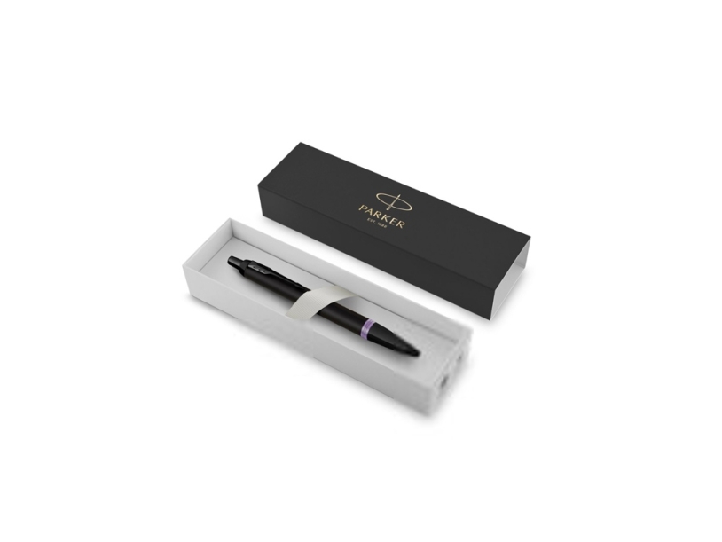 Ручка шариковая Parker IM Vibrant Rings Flame Amethyst Purple (черный/фиолетовый)  (Изображение 4)