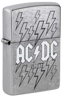 Зажигалка ZIPPO AC/DC с покрытием Street Chrome, латунь/сталь, серебристая, 38x13x57 мм