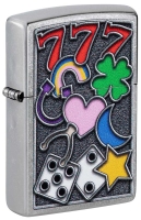 Зажигалка ZIPPO All Luck с покрытием Street Chrome, латунь/сталь, серебристая, 38x13x57 мм