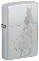 Зажигалка ZIPPO Devilish Ace с покрытием Satin Chrome, латунь/сталь, серебристая, 38x13x57 мм