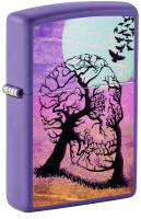 Зажигалка ZIPPO Skull Tree с покрытием Purple Matte, латунь/сталь, черная 38x13x57 мм