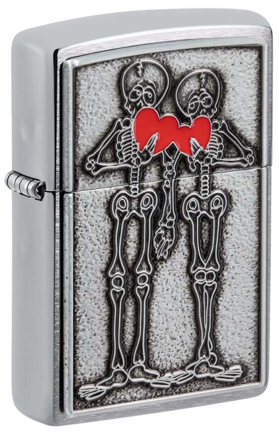 Зажигалка ZIPPO Couple Love с покрытием Brushed Chrome, латунь/сталь, серебристая, 36x13x57 мм (Изображение 1)
