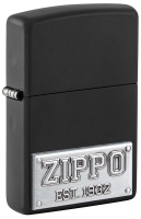 Зажигалка ZIPPO License Plate с покрытием Black Matte, латунь/сталь, черная, 38x13x57 мм