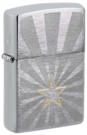Зажигалка ZIPPO Star Design с покрытием Brushed Chrome, латунь/сталь, серебристая, 36x13x57 мм