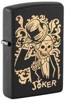 Зажигалка ZIPPO Skull Design с покрытием Black Matte, латунь/сталь, черная, 38x13x57 мм