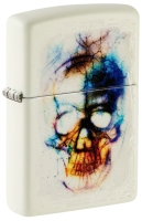 Зажигалка ZIPPO Skull Design с покрытием Glow In The Dark Green, латунь/сталь, белая, 38x13x57 мм