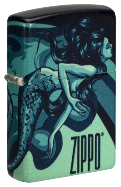 Зажигалка ZIPPO Mermaid Design с покрытием 540 Matte, латунь/сталь, черная, матовая, 38x13x57 мм (Изображение 1)