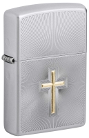 Зажигалка ZIPPO Cross Design с покрытием Satin Chrome, латунь/сталь, серебристая, 38x13x57 мм